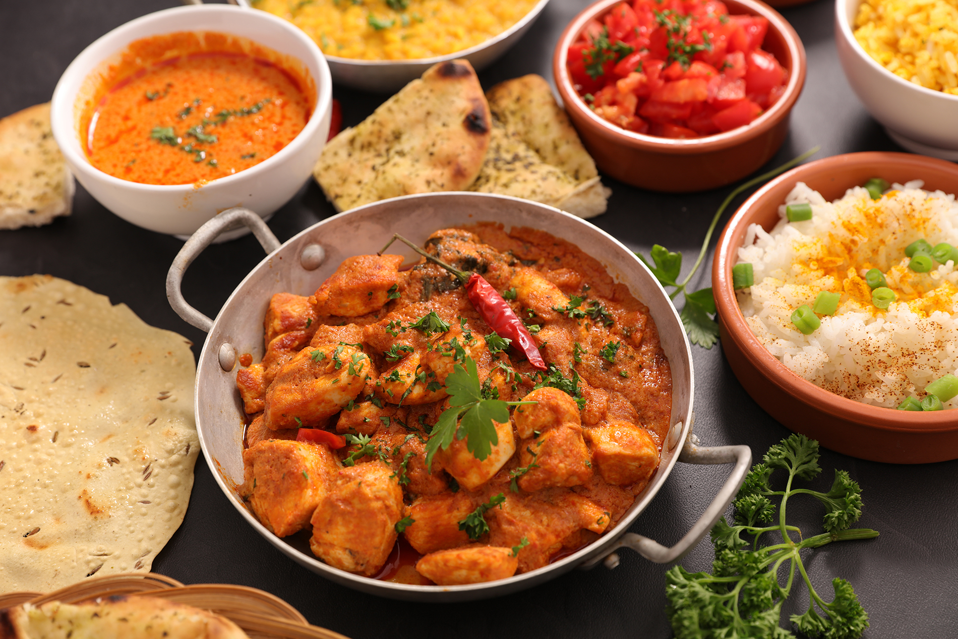 assorted indian curry dish